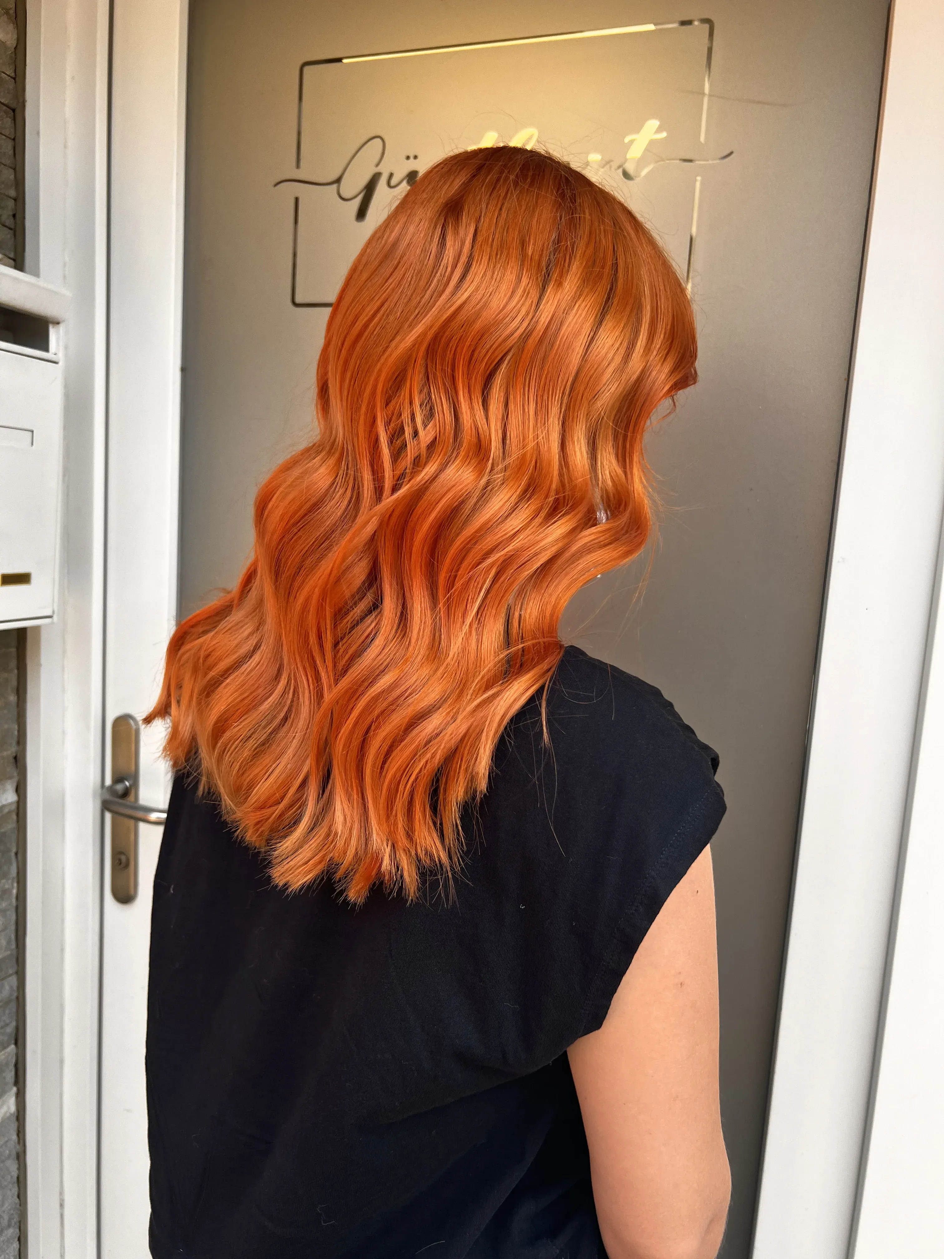 Kupferorange wellig lang