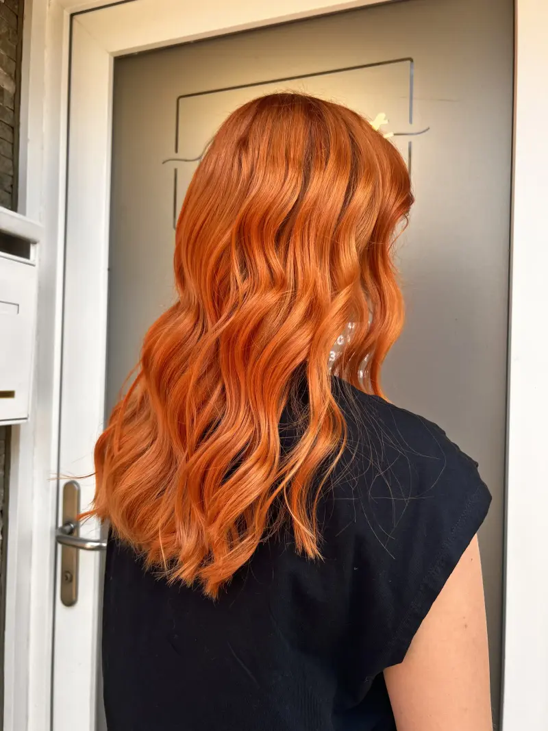 Kupferorange wellig lang