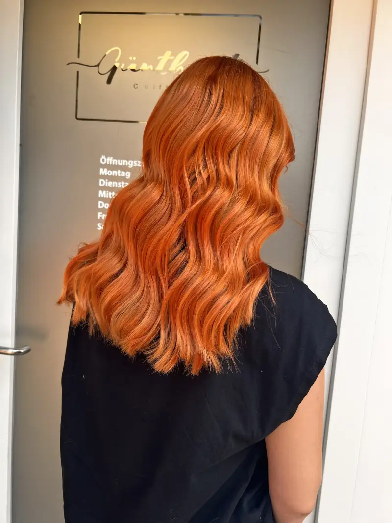 Kupferorange wellig lang